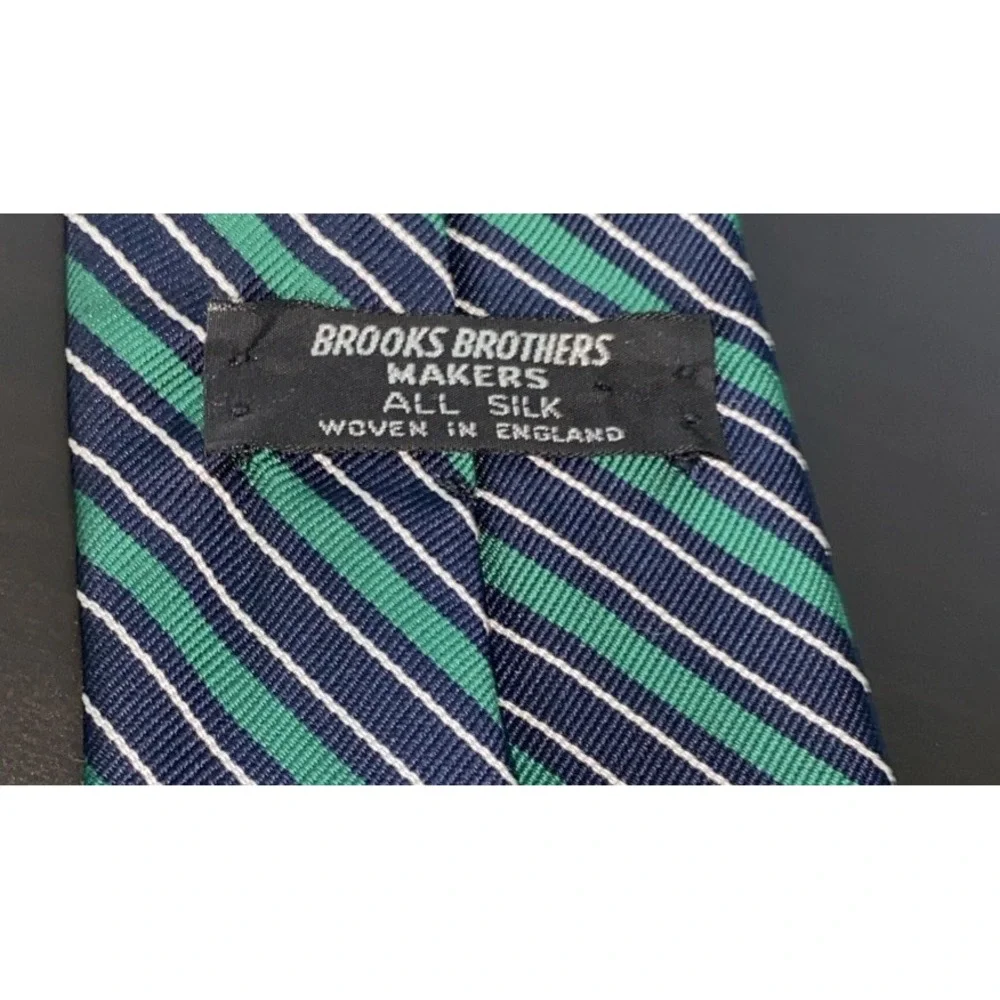 Brooks Brothers Makers Silk Necktie Mens Tie Blue Green Stripe Vintage Regent‎